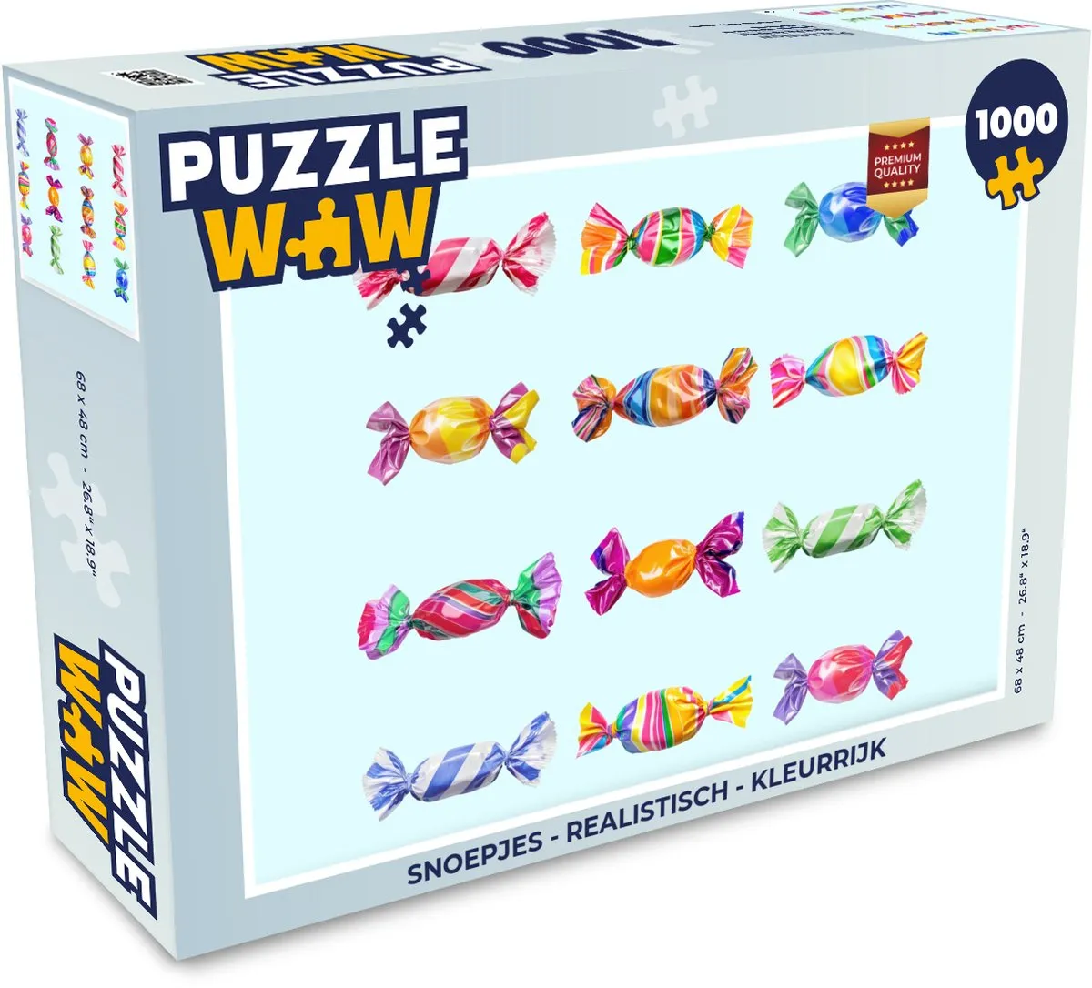PuzzleWow Snoepjes Puzzel 1000 Stuks - Lichtblauw