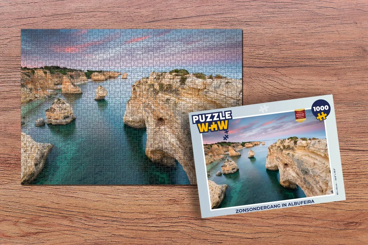 PuzzleWow Legpuzzel Zonsondergang Albufeira 1000 Stuks - Multicolor