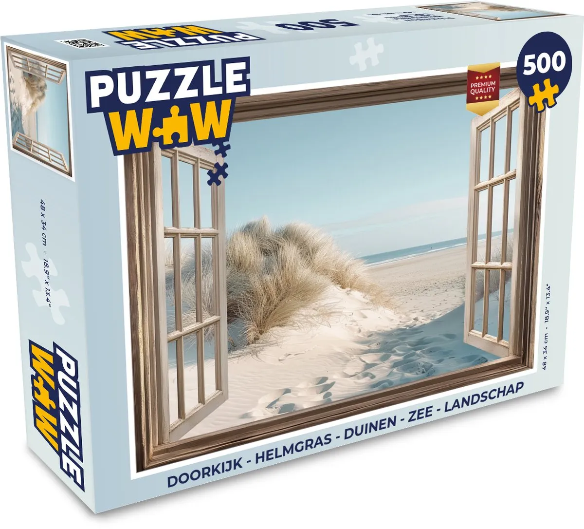 PuzzleWow Legpuzzel 500 Stuks - Helmgras Duinen Zee Landschap