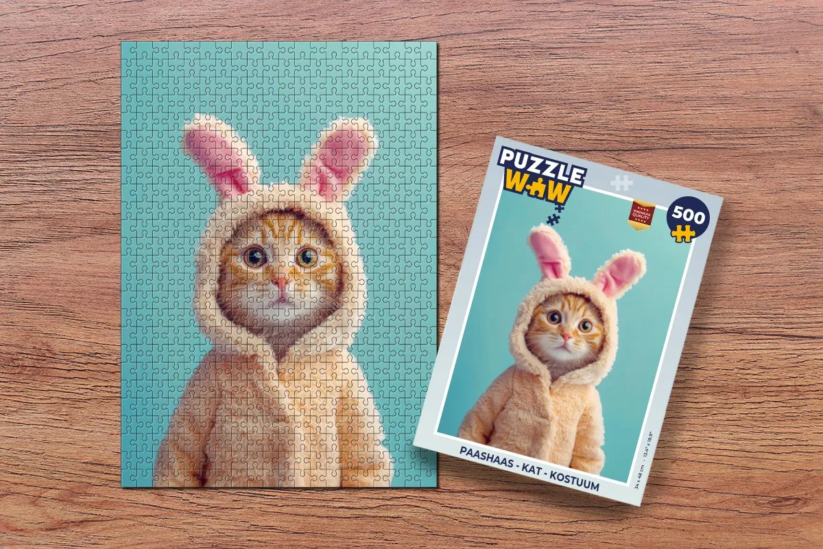 PuzzleWow Paashaas Kat Kostuum Legpuzzel 500 Stuks - Blauw