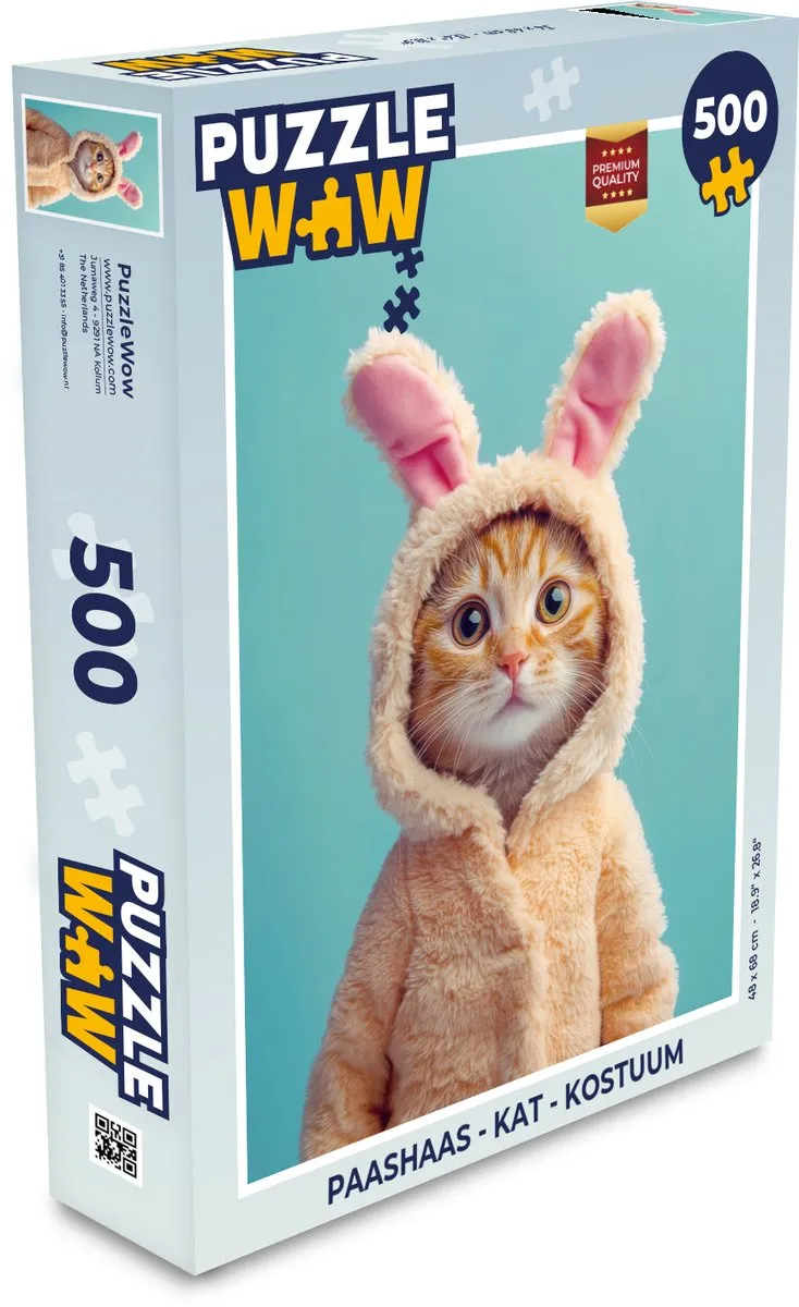 PuzzleWow Paashaas Kat Kostuum Legpuzzel 500 Stuks