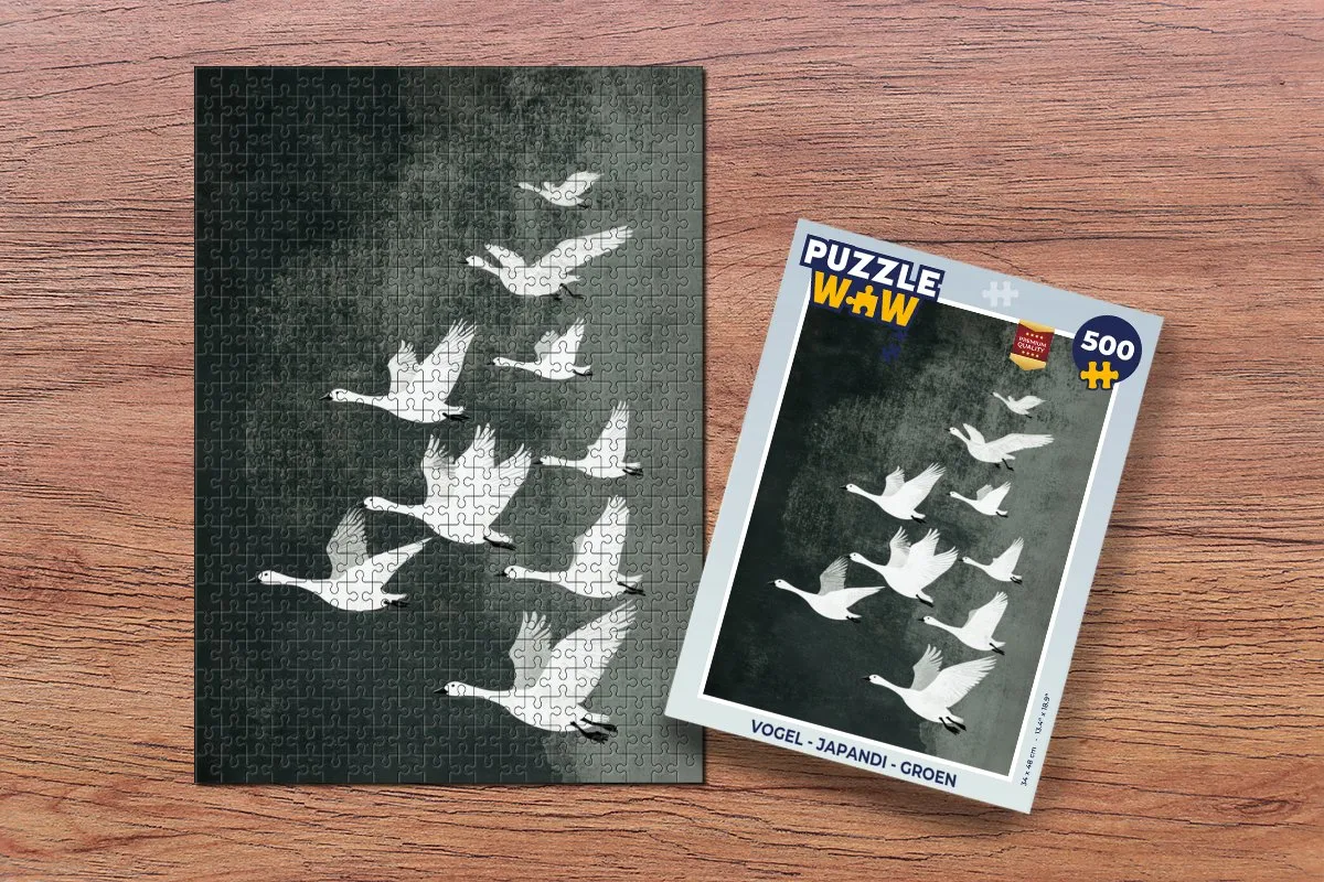 PuzzleWow Japandi Vogel Legpuzzel 500 Stuks - Groen