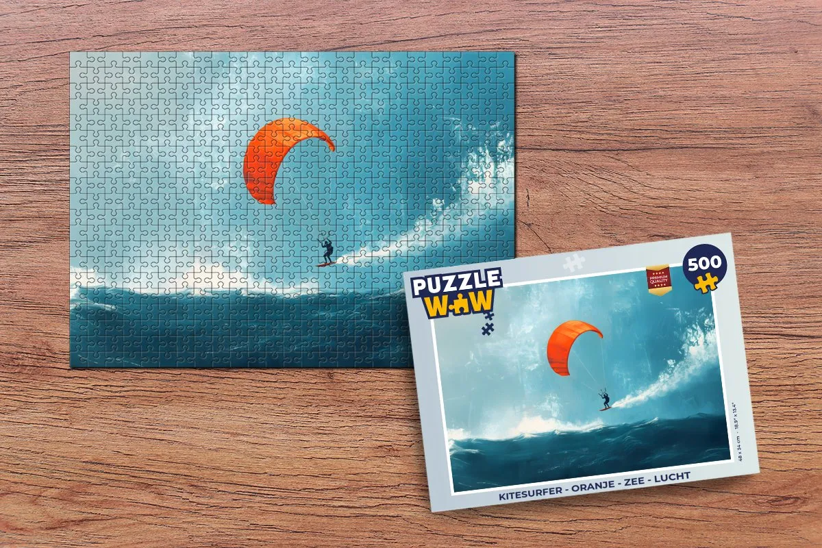 PuzzleWow Kitesurfer Legpuzzel 500 Stuks - Oranje