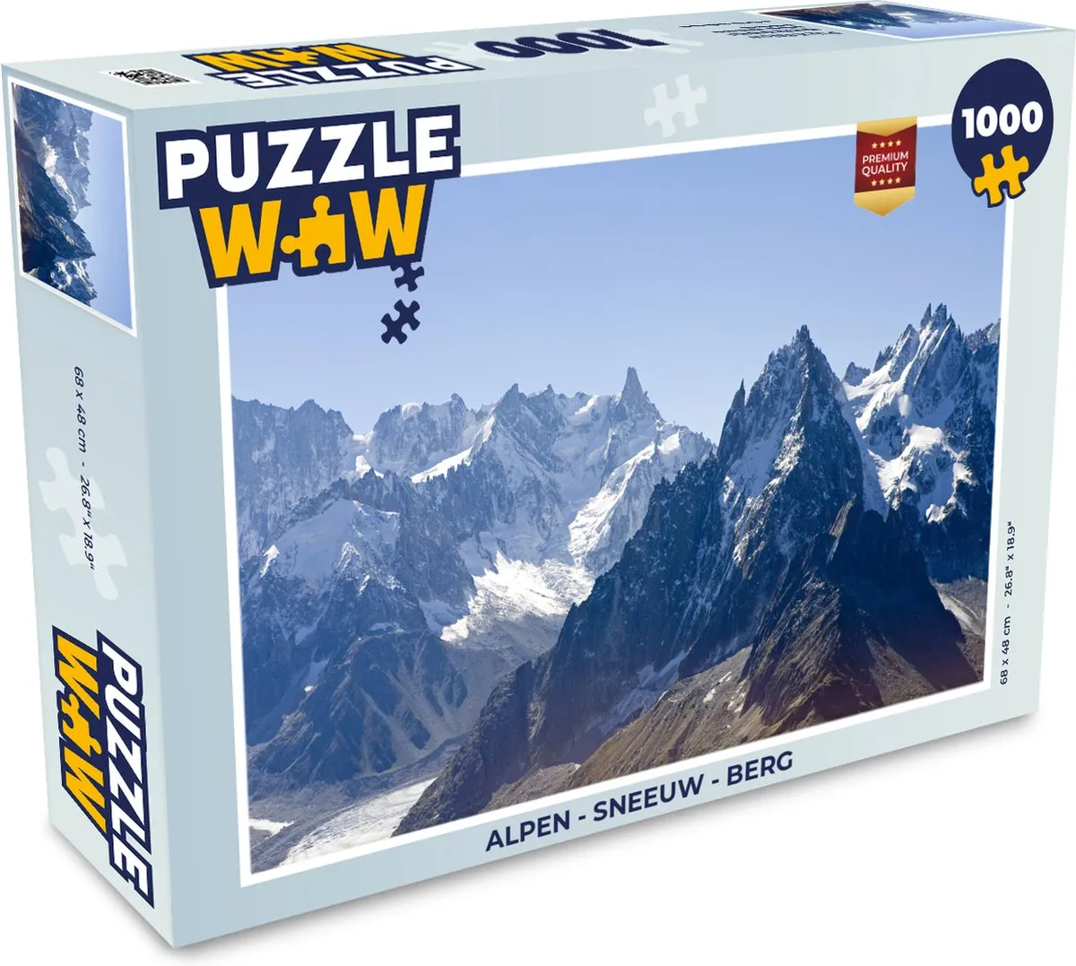 PuzzleWow Alpen Sneeuw Berg Legpuzzel 1000 Stuks - Multicolor