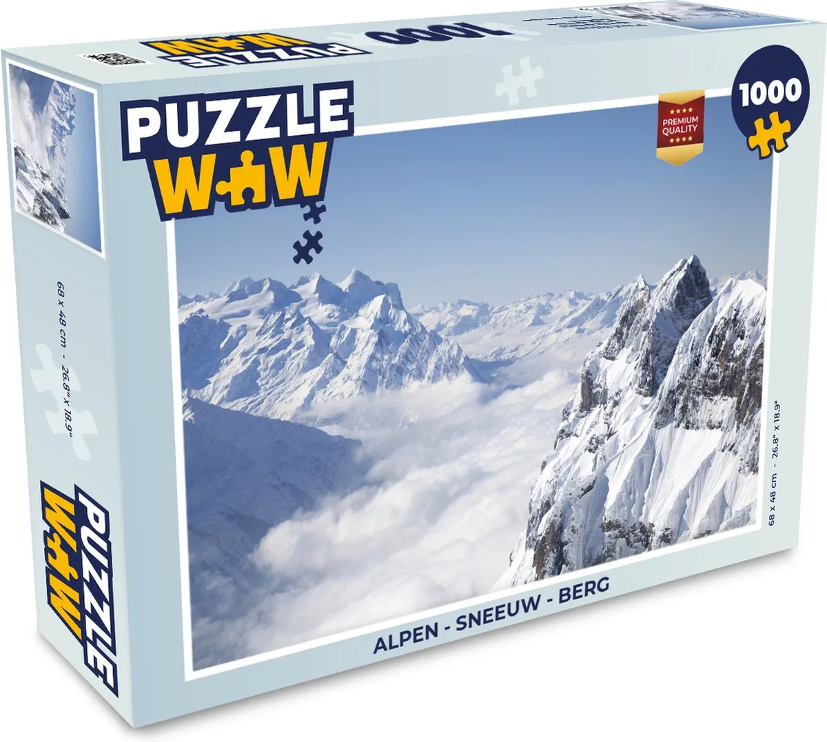 PuzzleWow Alpen Sneeuw Berg Legpuzzel 1000 Stuks - Multicolor