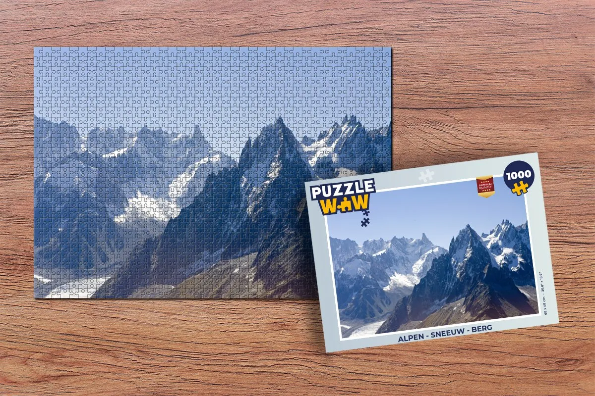 PuzzleWow Alpen Sneeuw Berg Legpuzzel 1000 Stuks - Multicolor