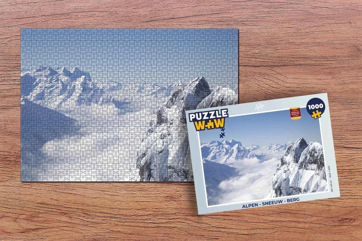 PuzzleWow Alpen Sneeuw Berg Legpuzzel 1000 Stuks - Multicolor