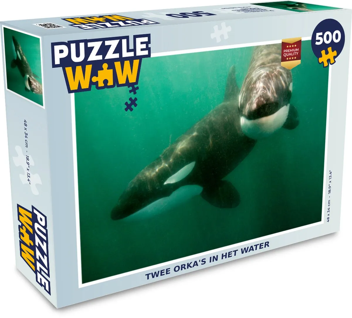 PuzzleWow Legpuzzel Twee orka's in het water 500 Stuks
