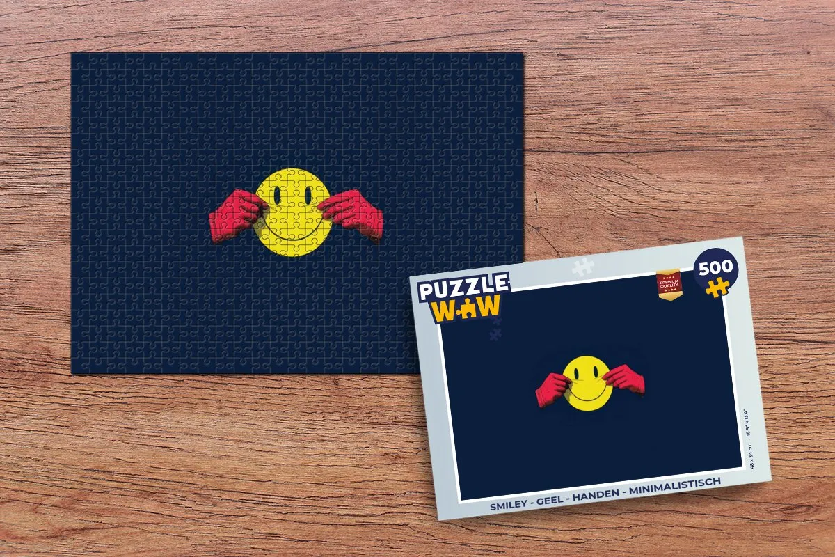PuzzleWow Smiley Handen Legpuzzel 500 Stuks - Geel