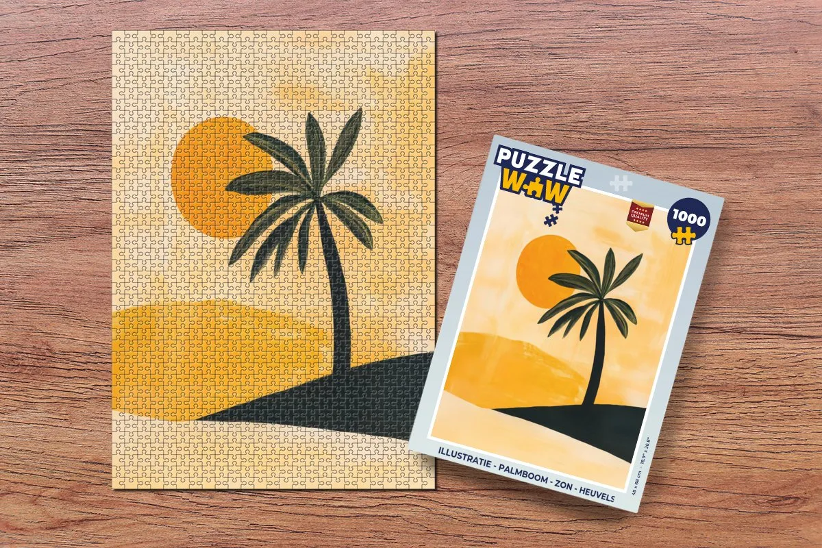 PuzzleWow Legpuzzel Palmboom & Zon 1000 Stuks