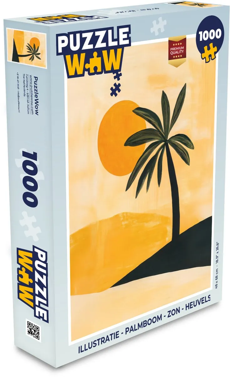 PuzzleWow Legpuzzel Palmboom & Zon 1000 Stuks