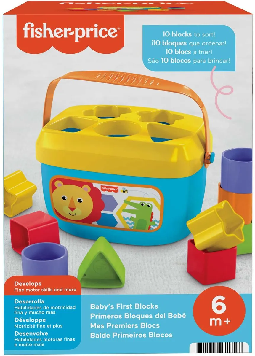 Fisher Price Baby's Eerste Blokken - 10 Stuks - Meerkleurig