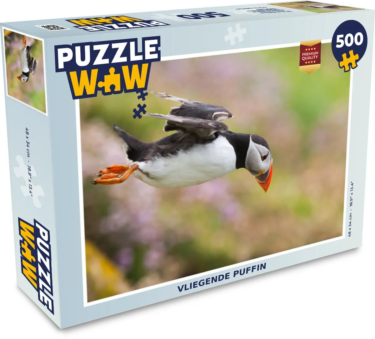 PuzzleWow Vliegende Puffin Legpuzzel 500 Stuks - Multicolor