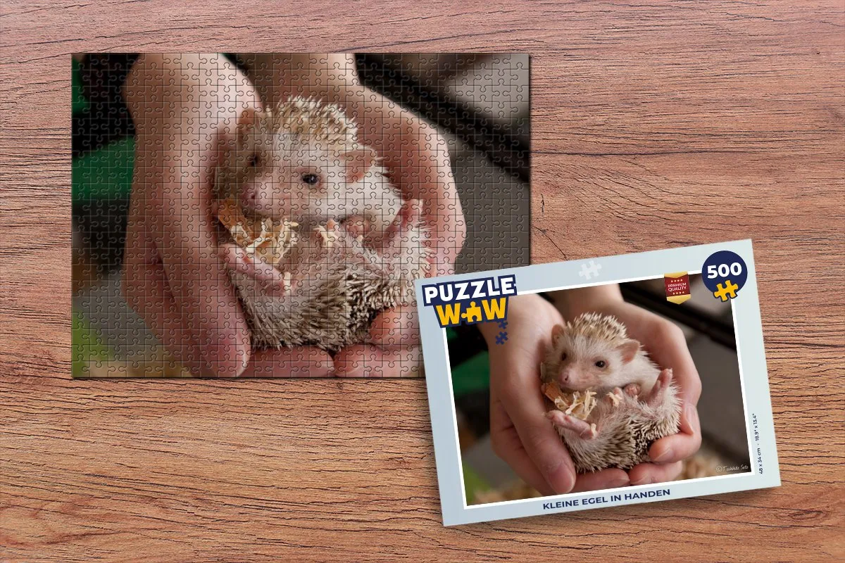 PuzzleWow Legpuzzel Kleine egel in handen 500 Stuks - Multicolor