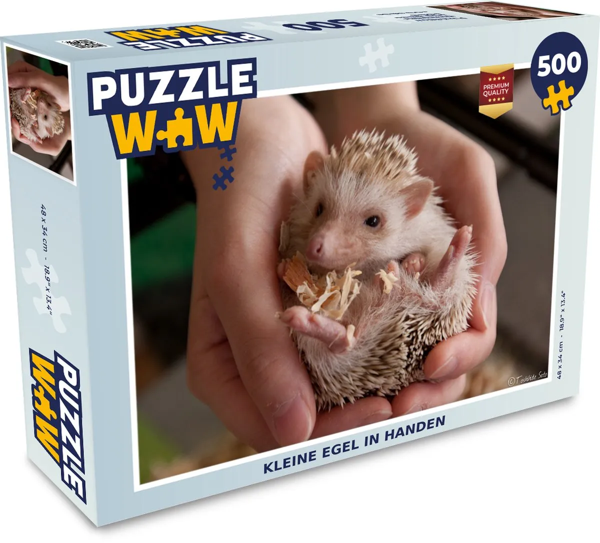 PuzzleWow Legpuzzel Kleine egel in handen 500 Stuks