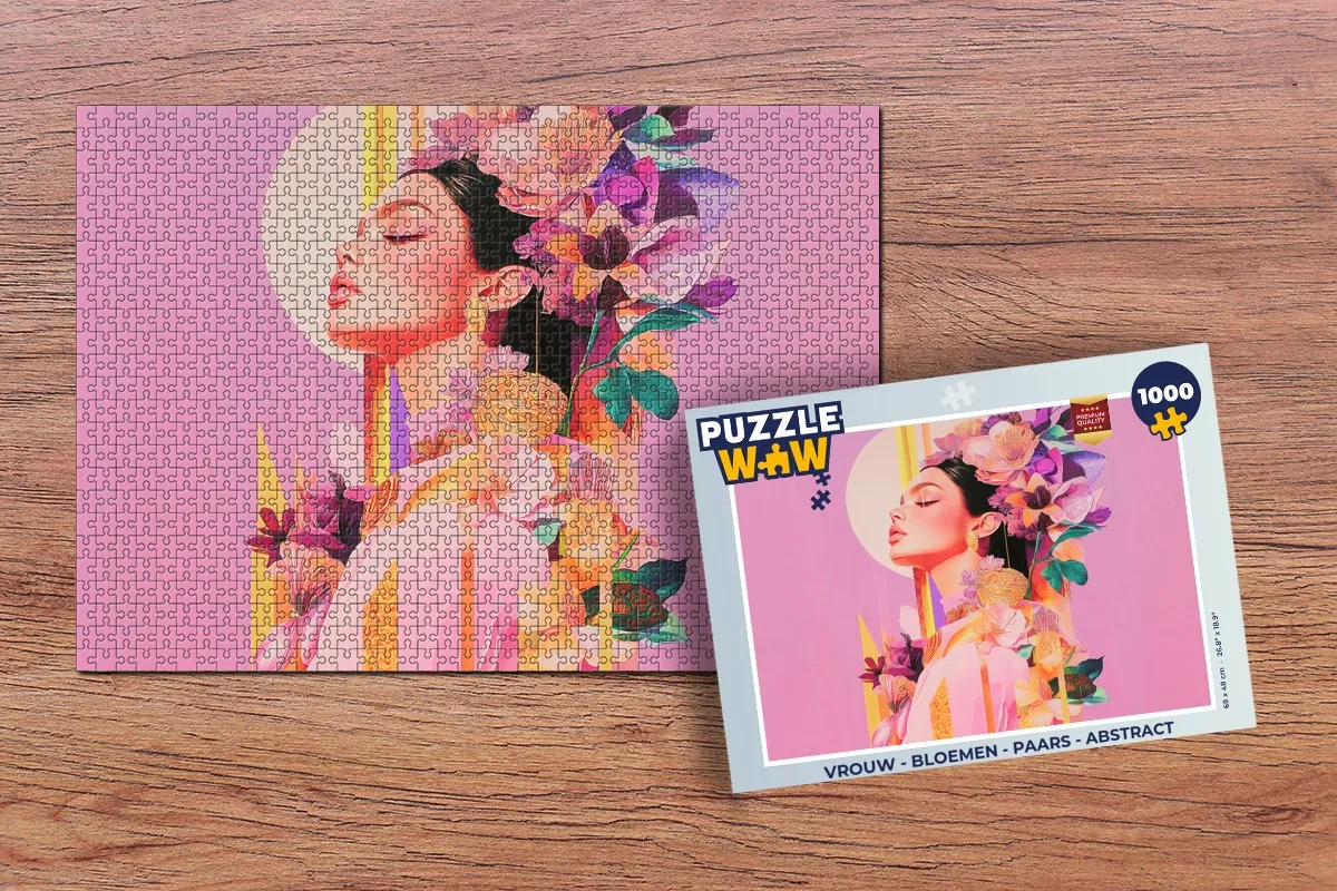 PuzzleWow Bloemen Abstract Legpuzzel 1000 Stuks - Paars