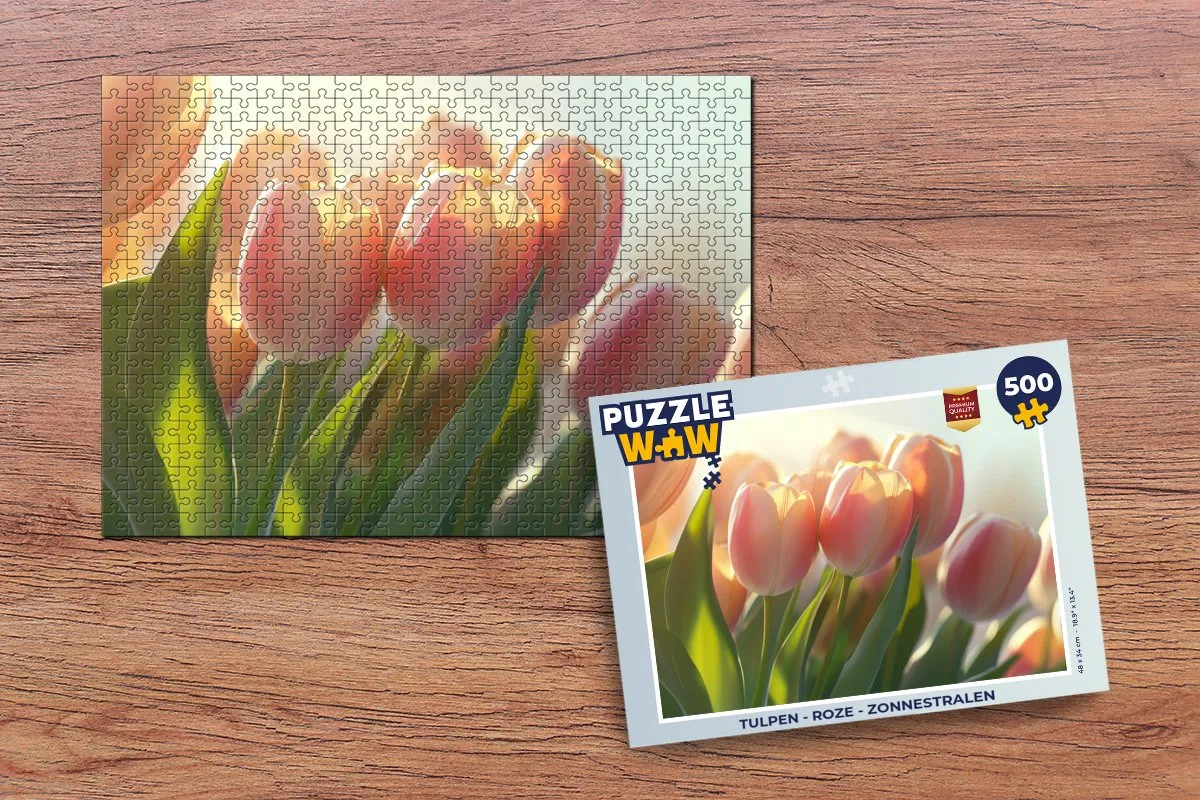 PuzzleWow Legpuzzel Tulpen Roze 500 Stuks - 8721173242821