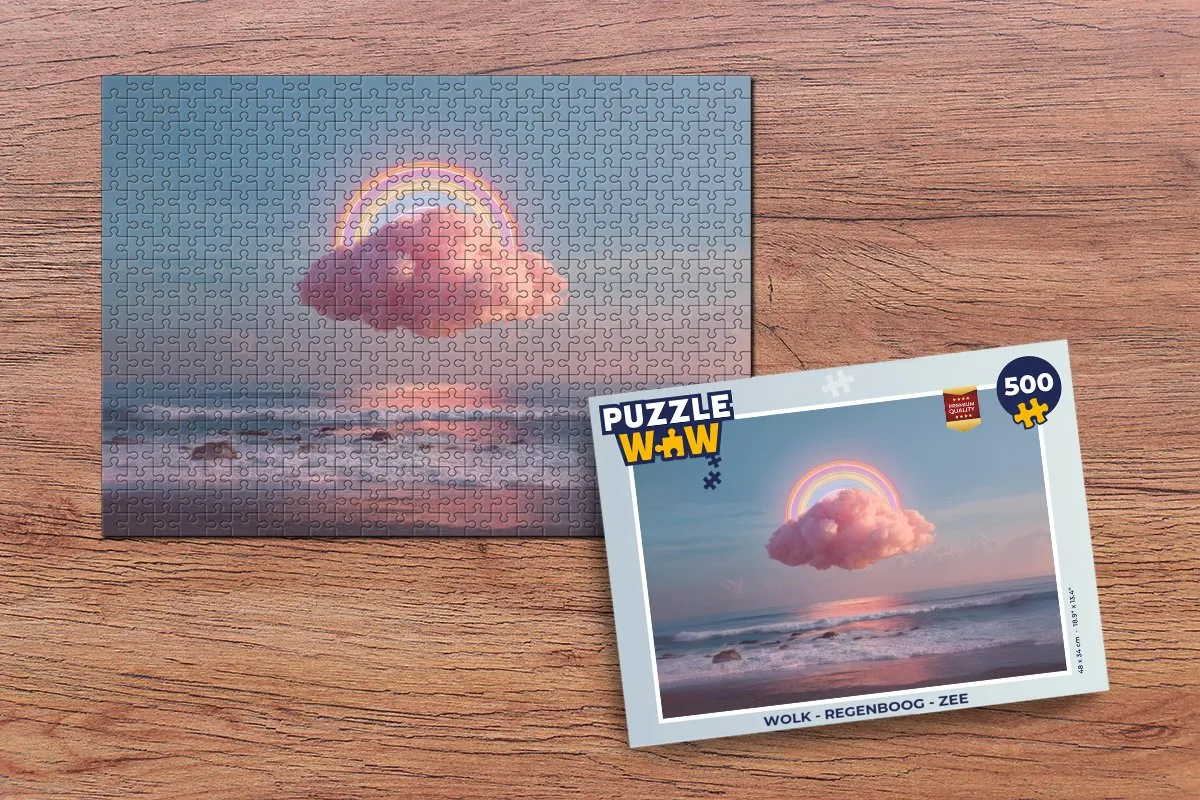 PuzzleWow Wolk Regenboog Zee Legpuzzel 500 Stuks