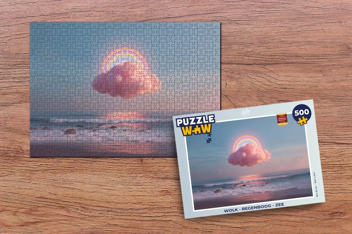 PuzzleWow Wolk Regenboog Zee Legpuzzel 500 Stuks