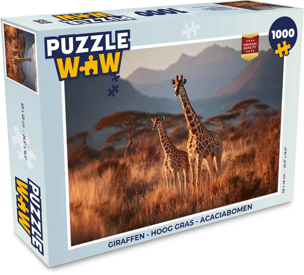 PuzzleWow Giraffen Puzzle 500 Stuks - Hoog gras Acaciabomen
