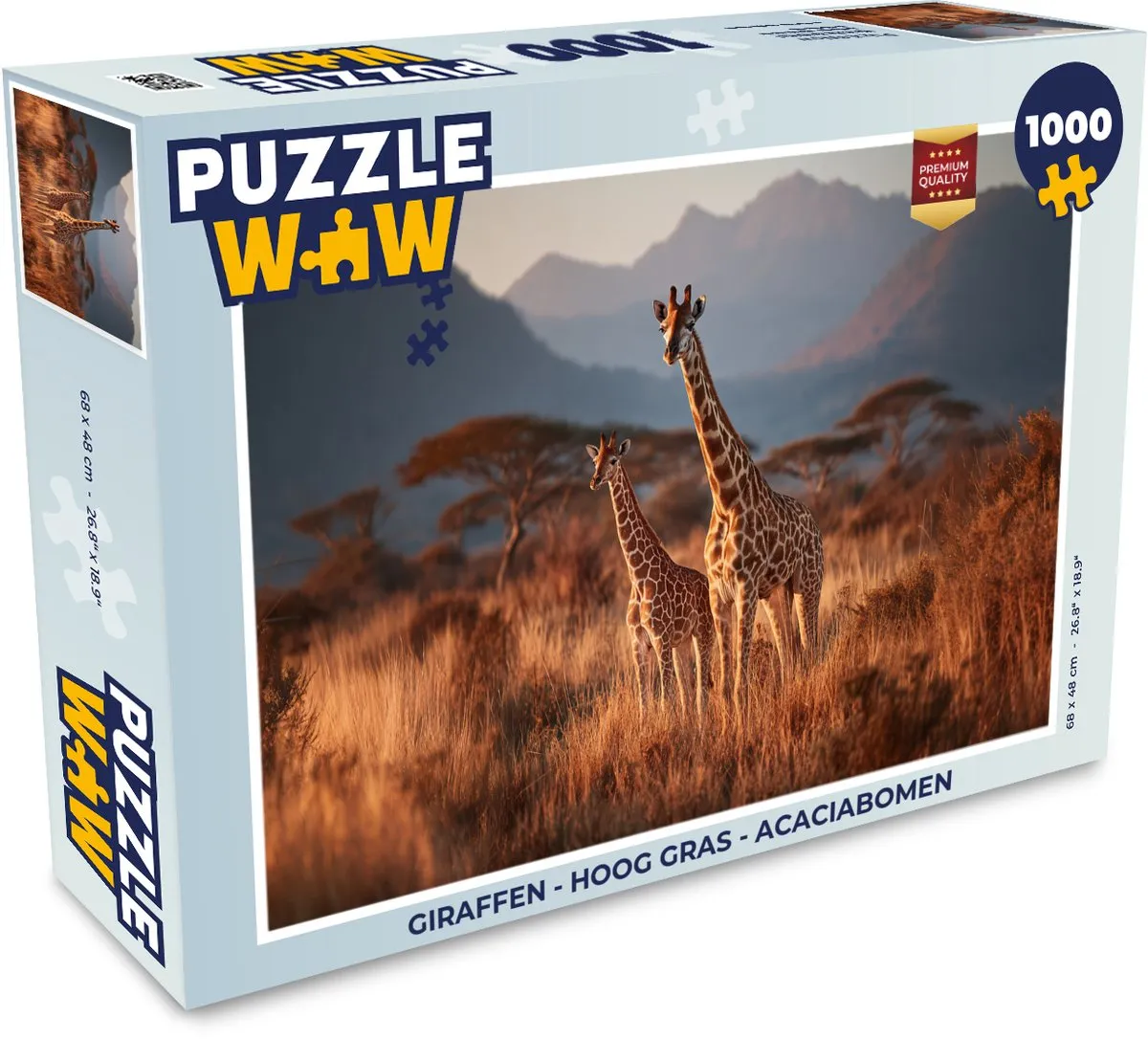 PuzzleWow Giraffen Puzzle 500 Stuks - Hoog gras Acaciabomen