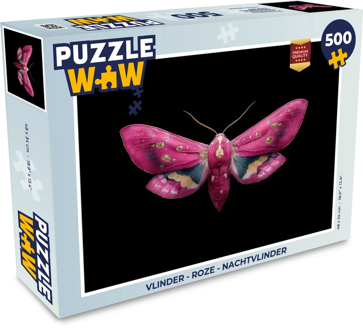 PuzzleWow Vlinder Nachtvlinder Legpuzzel 500 Stuks - Roze