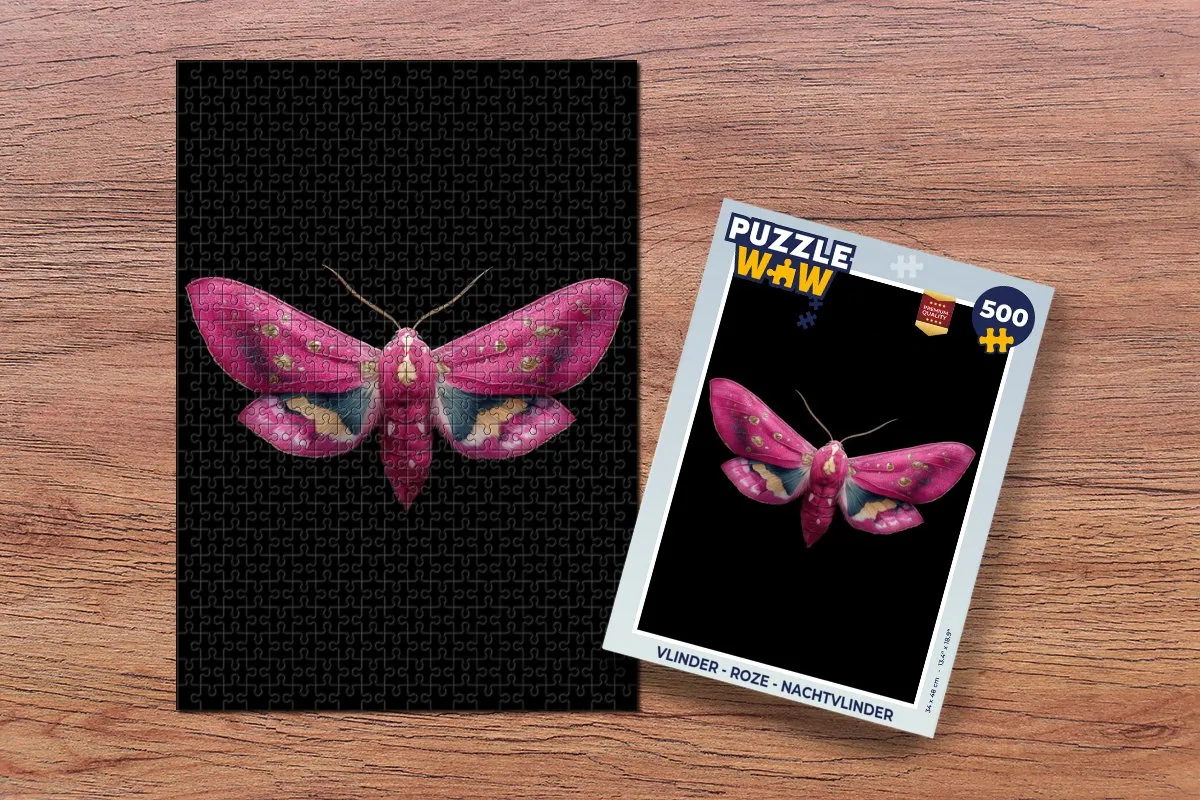 PuzzleWow Vlinder Nachtvlinder Legpuzzel 500 Stuks - Roze