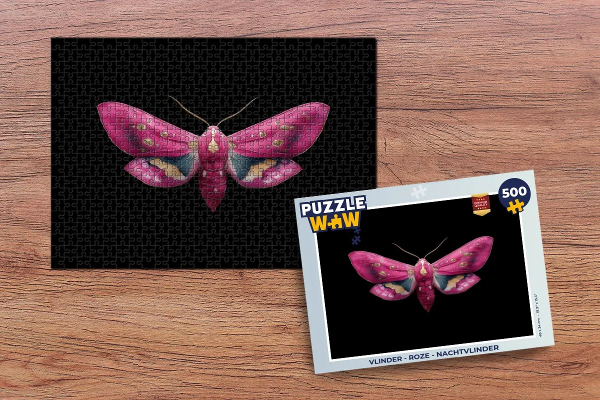 PuzzleWow Vlinder Nachtvlinder Legpuzzel 500 Stuks - Roze