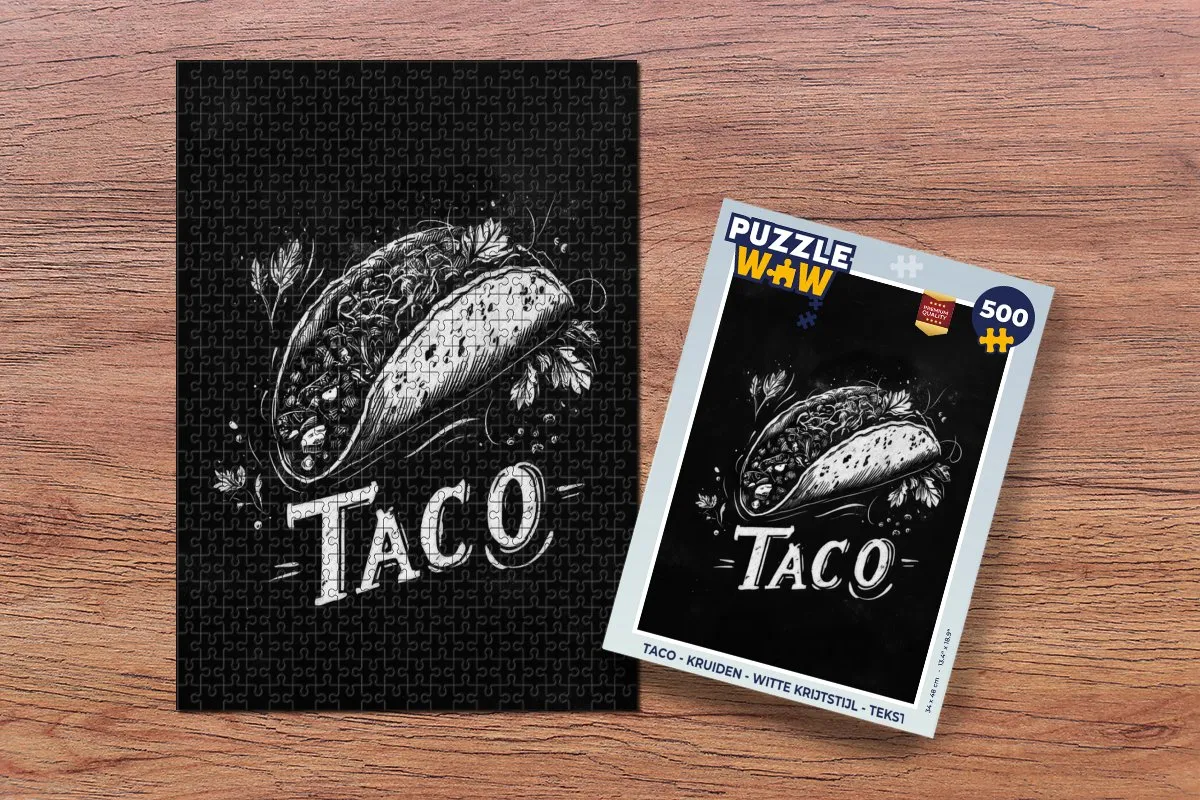 PuzzleWow Taco Kruiden Legpuzzel 500 Stuks - Witte Krijtstijl