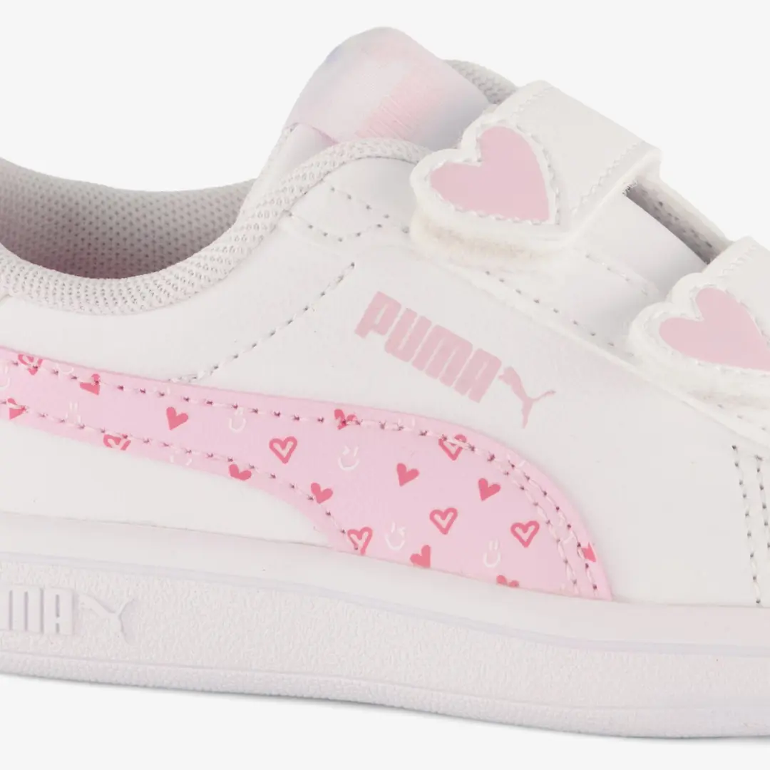 PUMA Smash 3.0 Hearty V INF Meisjes Sneakers - 23 - Wit Roze - afbeelding 6 van 6