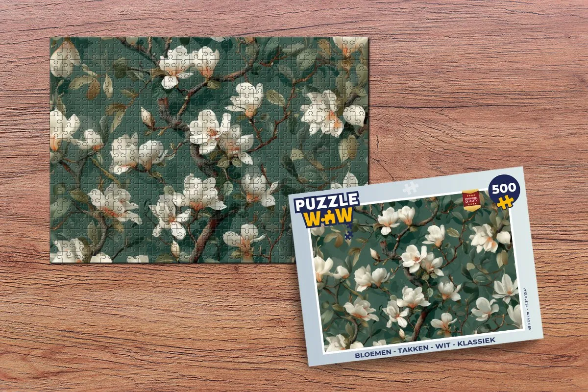 PuzzleWow Bloemen Takken Legpuzzel 500 Stuks - Wit