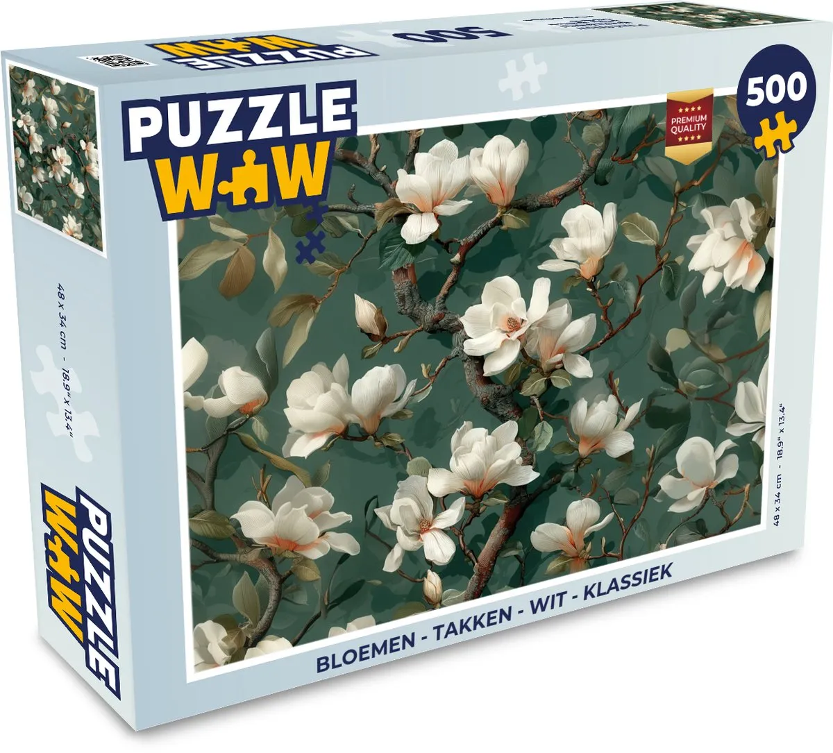 PuzzleWow Bloemen Takken Legpuzzel 500 Stuks - Wit