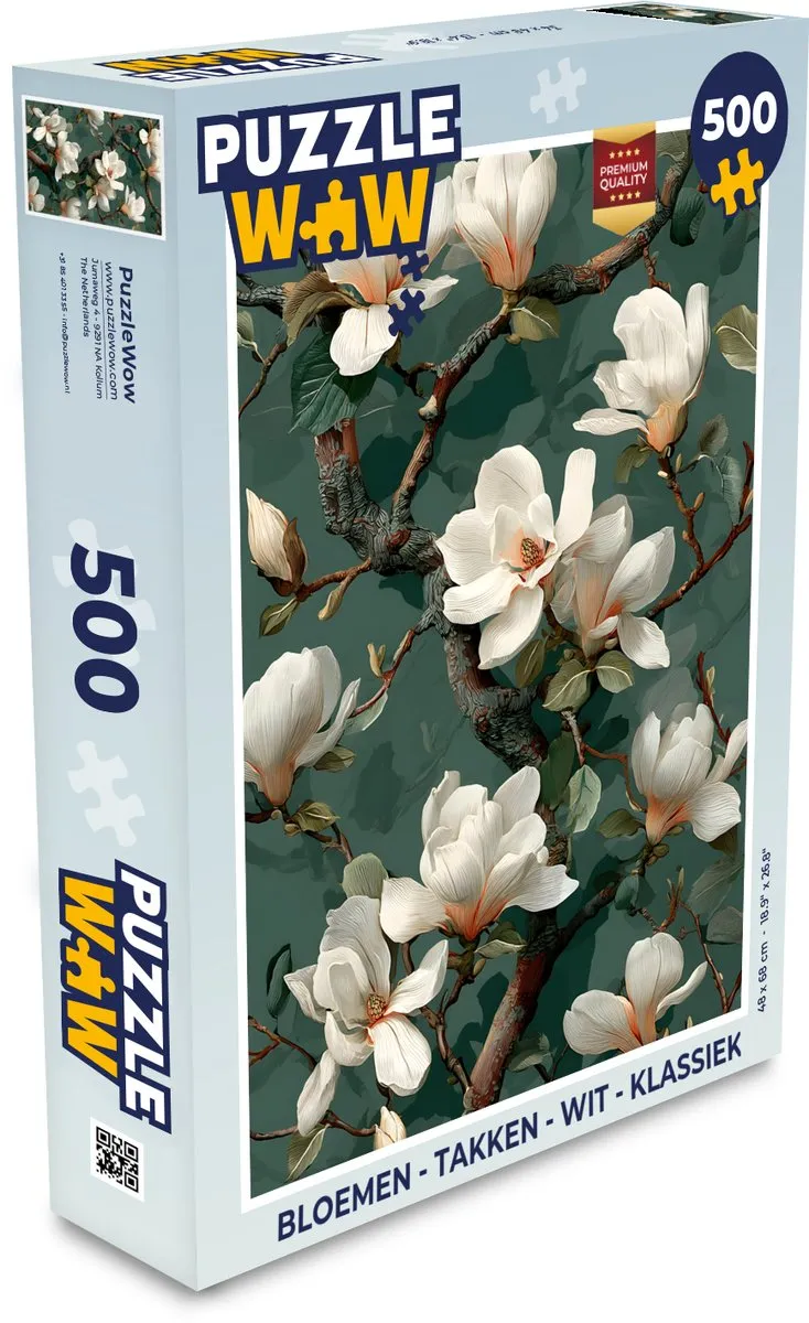 PuzzleWow Bloemen Takken Legpuzzel 500 Stuks - Wit