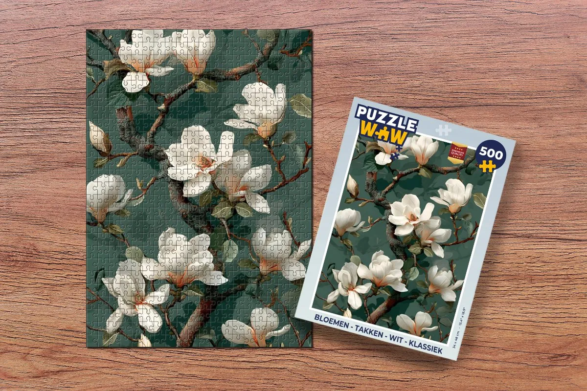 PuzzleWow Bloemen Takken Legpuzzel 500 Stuks - Wit