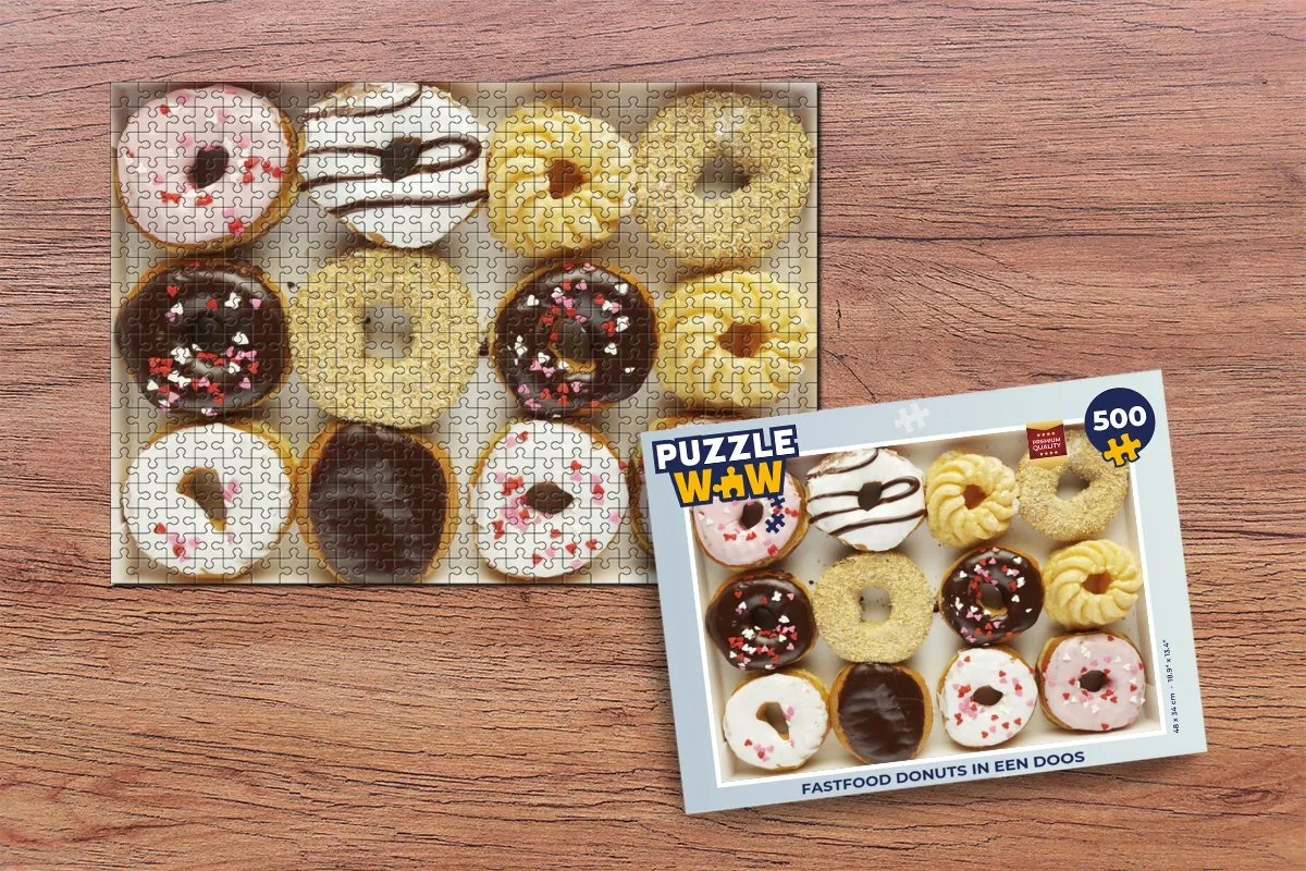 PuzzleWow Fastfood Donuts Legpuzzel 500 Stuks - Multicolor