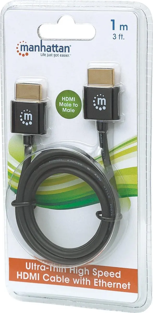 Manhattan 394352 HDMI Kabel 1m - Type A - Zwart - afbeelding 6 van 6