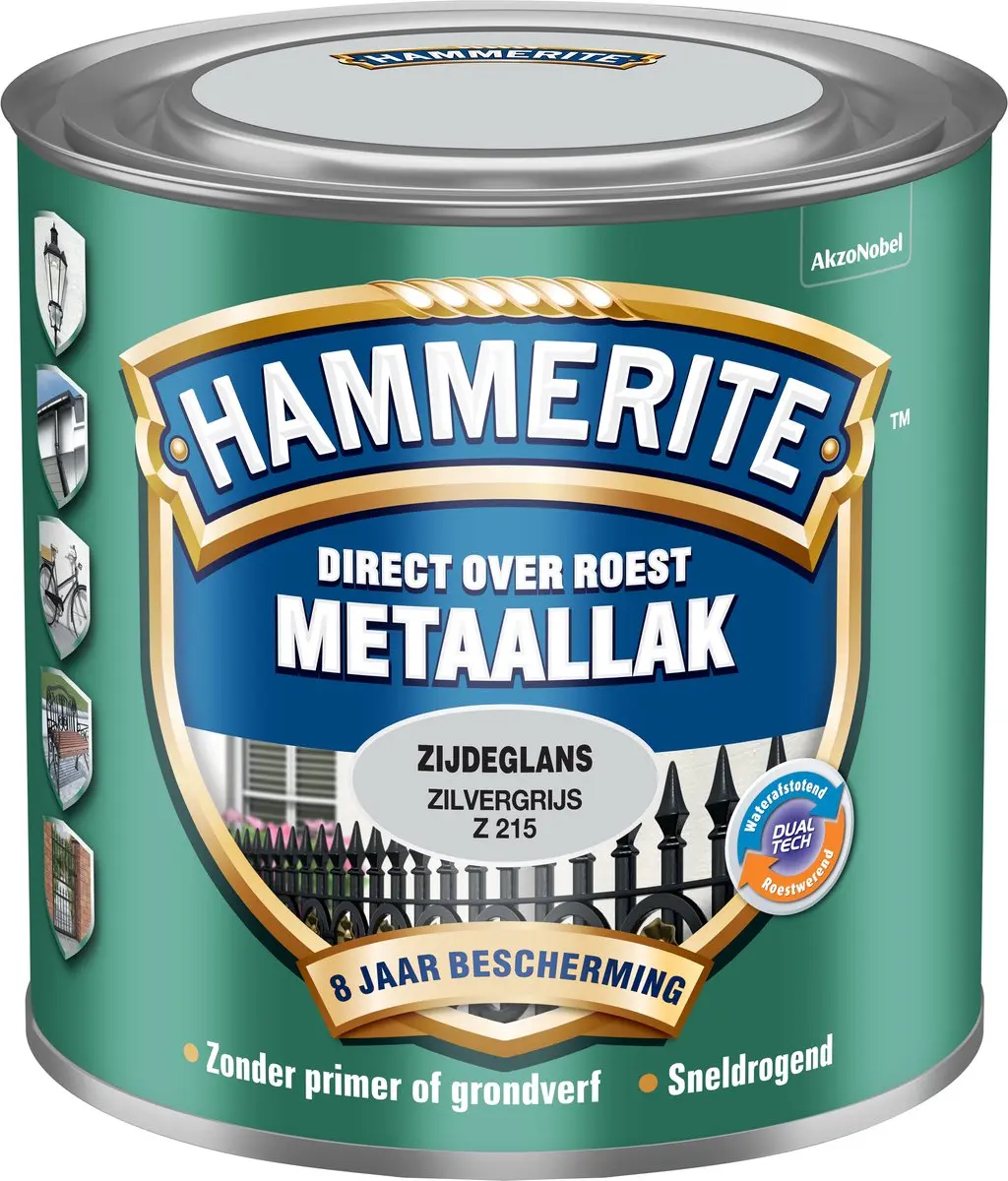Hammerite Metaallak Zijdeglans Zilver Grijs 250ml