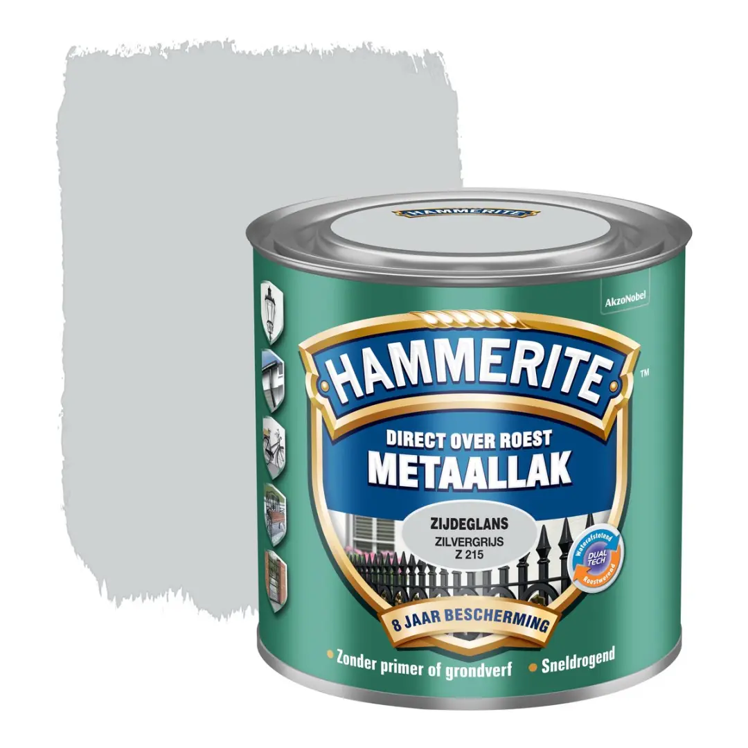 Hammerite Metaallak Zijdeglans Zilver Grijs 250ml