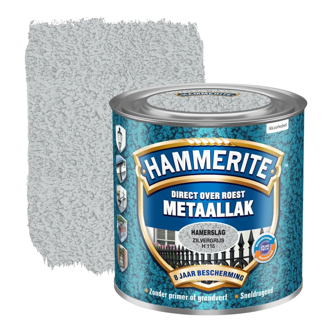 Hammerite Metaallak Hamerslag Zilvergrijs 250ml