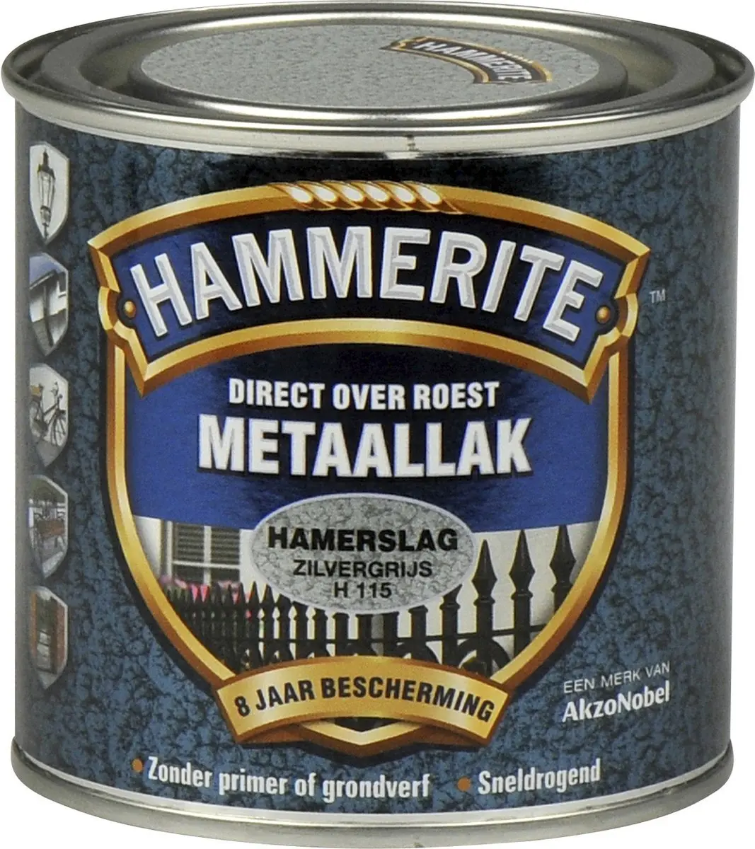 Hammerite Metaallak Hamerslag Zilvergrijs 250ml