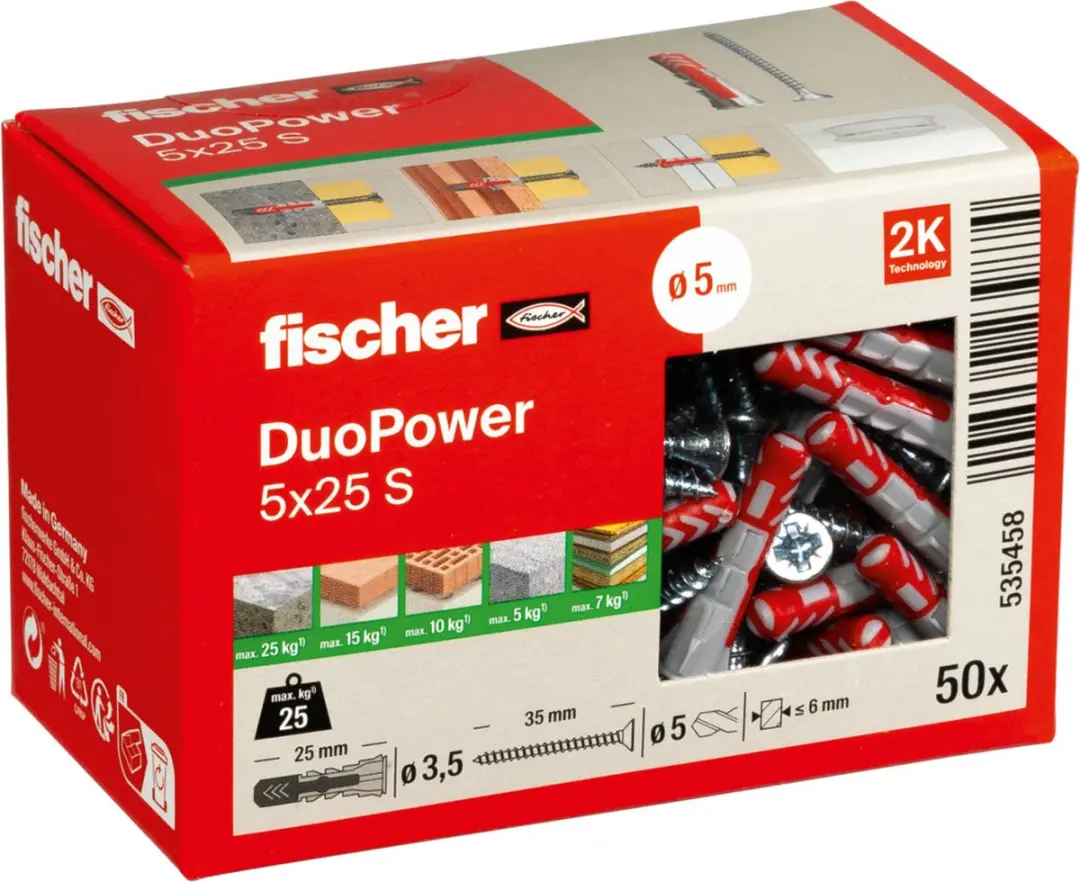 Fischer DuoPower 5x25 - 50 Stuks - 10mm