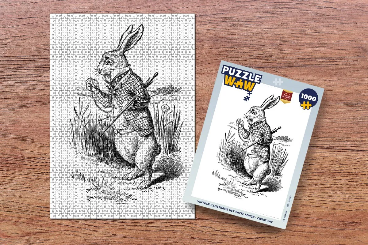 PuzzleWow Vintage Illustratie Het Witte Konijn Legpuzzel 1000 Stuks - Multicolor