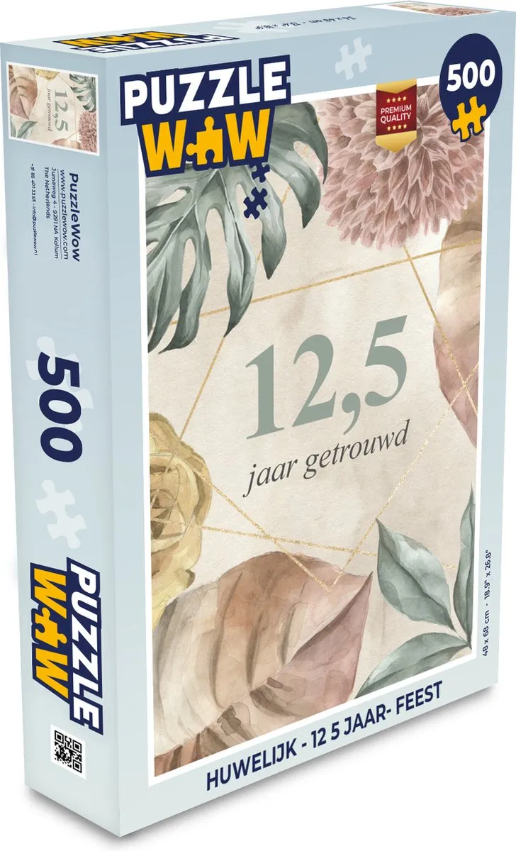 PuzzleWow Trouwdag Jubileum Legpuzzel 500 Stuks - Multicolor