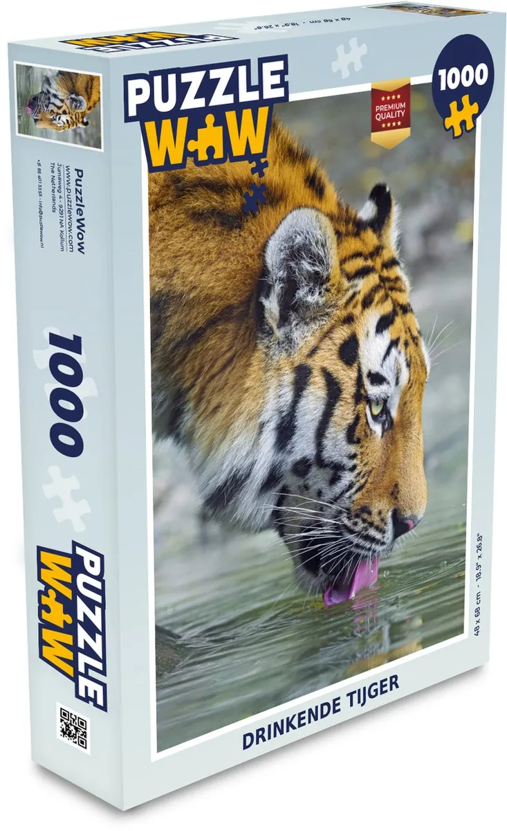 PuzzleWow Tijger Water Tong Portret Legpuzzel 1000 Stuks