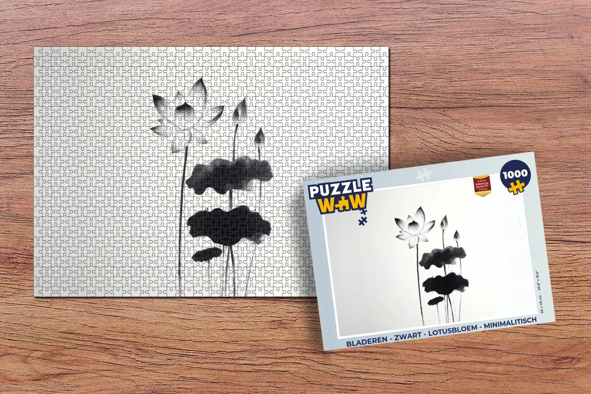 PuzzleWow Legpuzzel 1000 Stuks - Lotusbloem Zwart