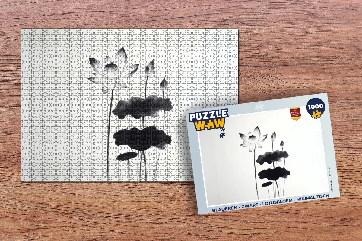 PuzzleWow Legpuzzel 1000 Stuks - Lotusbloem Zwart