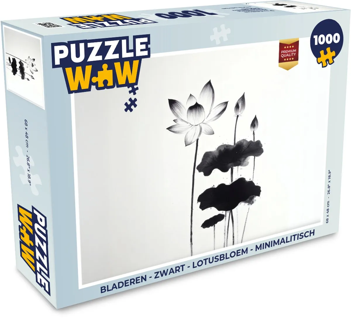 PuzzleWow Legpuzzel 1000 Stuks - Lotusbloem Zwart