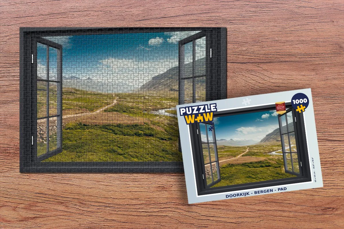 PuzzleWow Doorkijk Berg Pad Legpuzzel 1000 Stuks - Multicolor