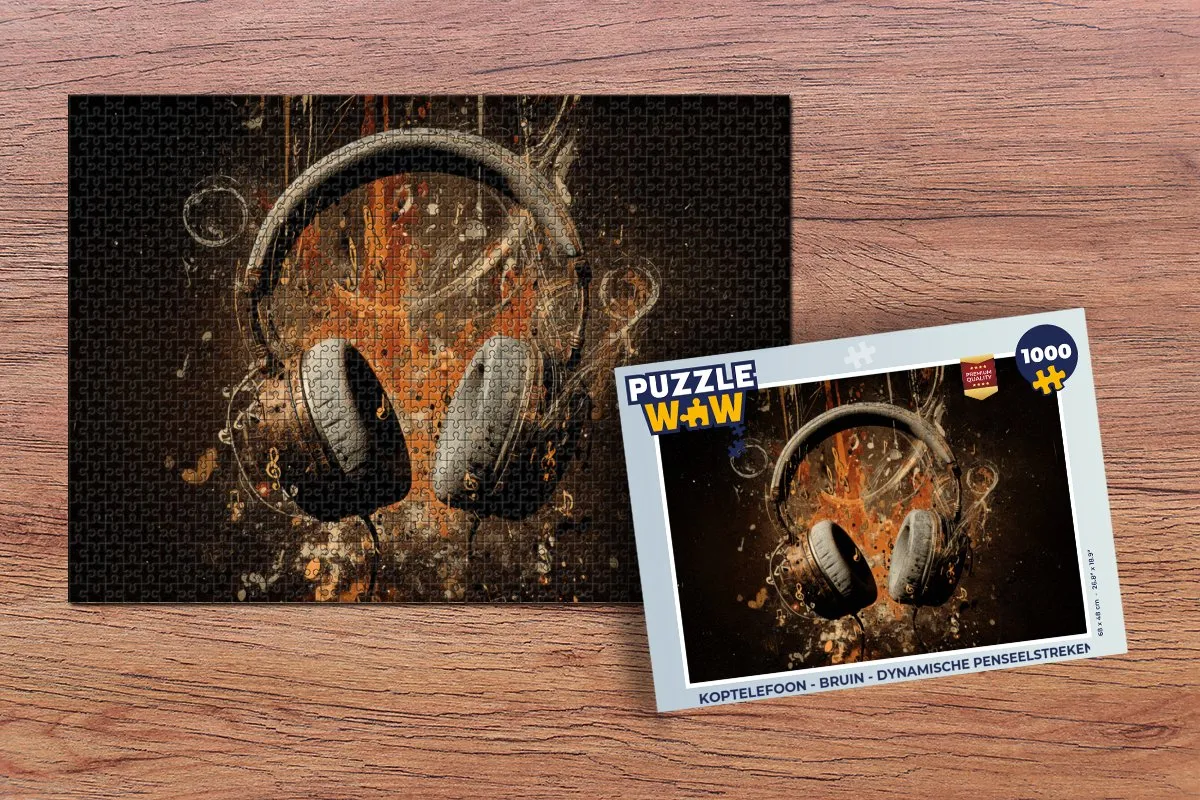 PuzzleWow Koptelefoon Puzzel 1000 Stuks - Bruin