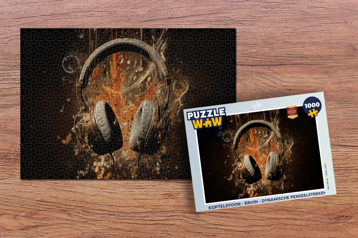PuzzleWow Koptelefoon Puzzel 1000 Stuks - Bruin